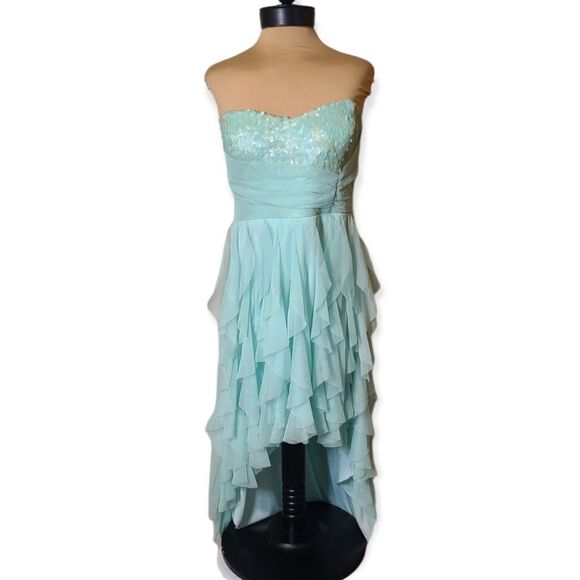 Mermaid Style Mint Green Ruffled  Prom Dress Size 13 - Picture 1 of 8